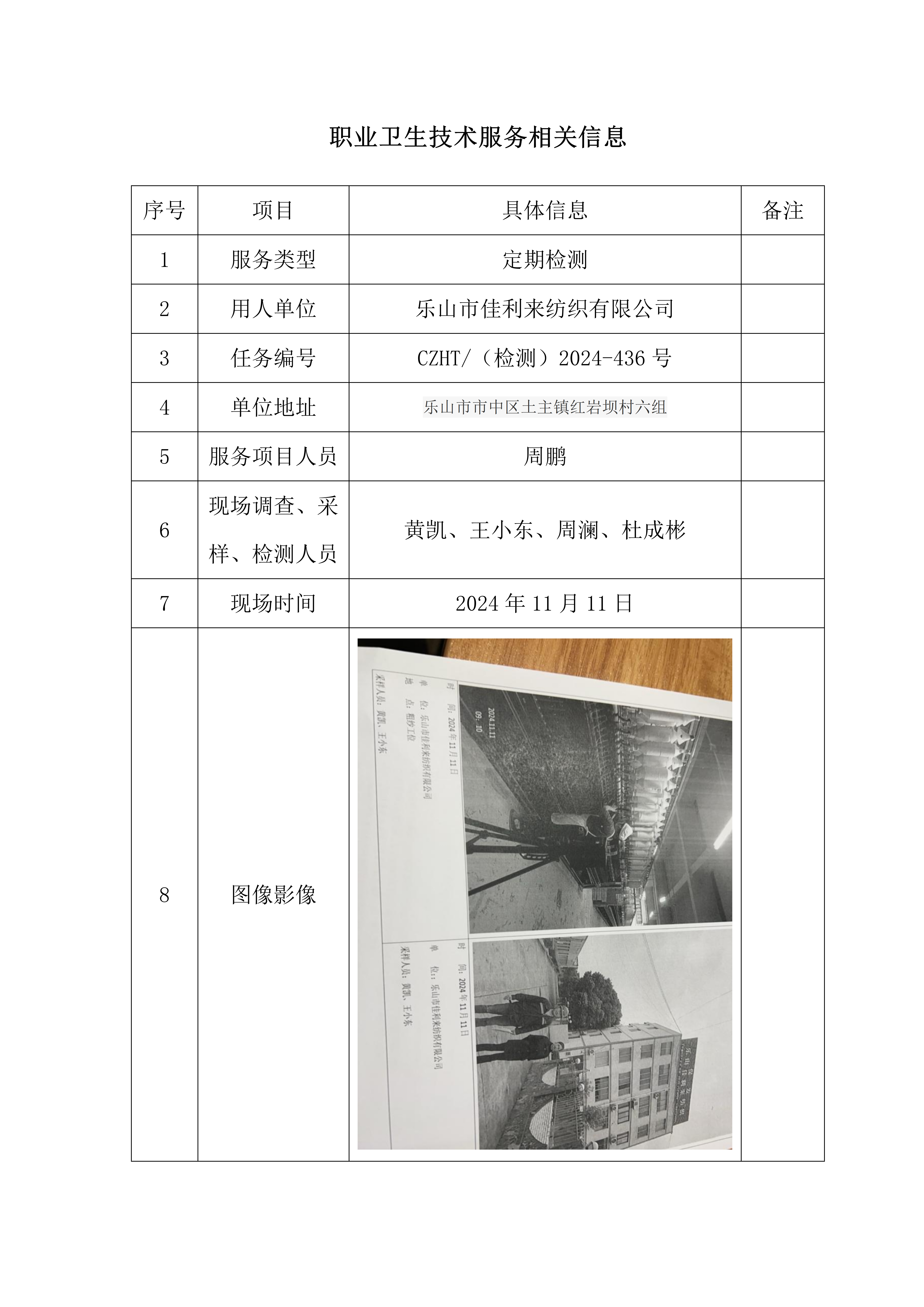 定檢公示：樂山市佳利來紡織有限公司職業(yè)衛(wèi)生定期檢測(cè)技術(shù)服務(wù)信息公示