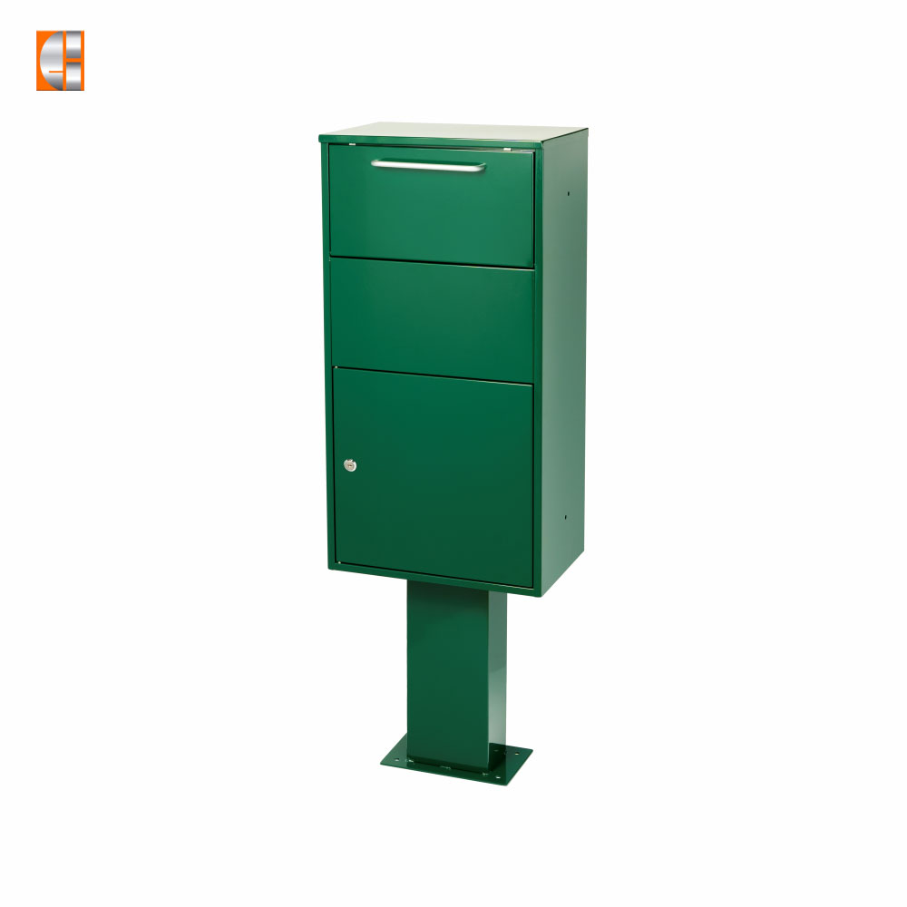 Parcel drop box home use free stand key lock package mailbox?hot sale customized OEM metal manufacturer China
