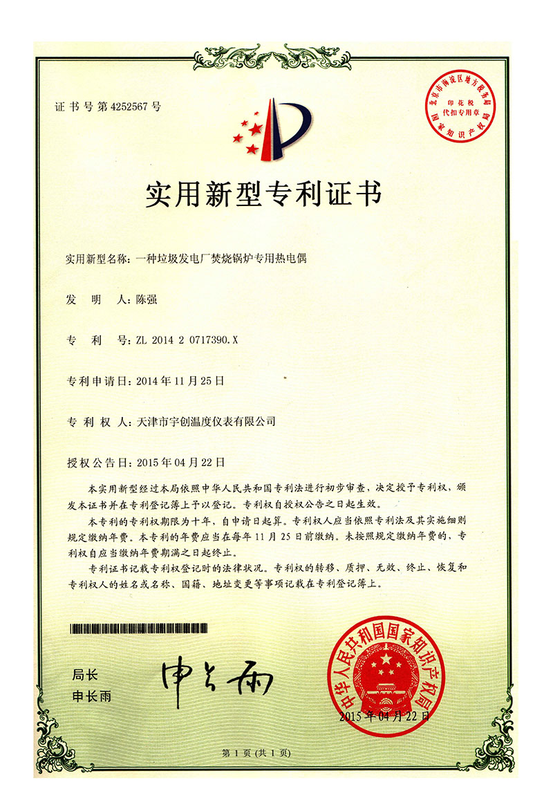 12-一種垃圾發電爐膛用熱電偶