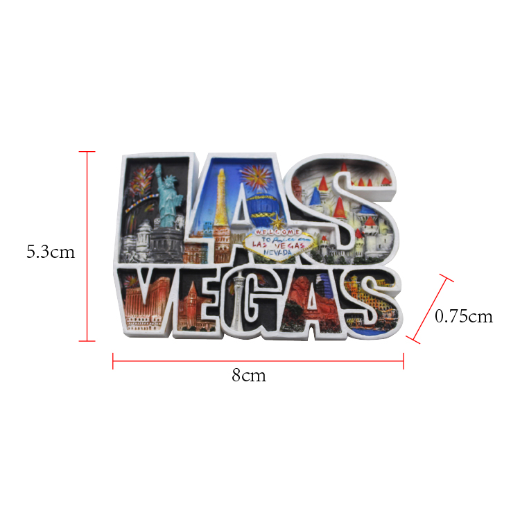 Resin crafts Custom Las Vegas fridge magnet for tourist souvenir manufacture price