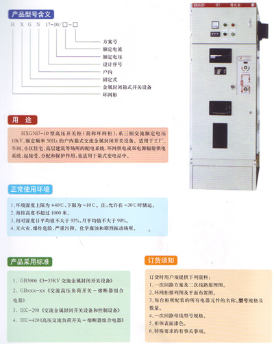 HXGN17-10高壓環(huán)網(wǎng)開(kāi)關(guān)柜