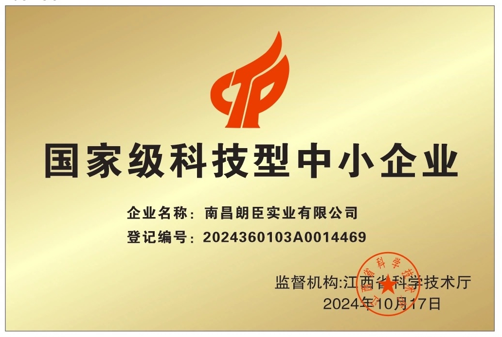 朗臣榮獲國家級《科技型中小企業》稱號