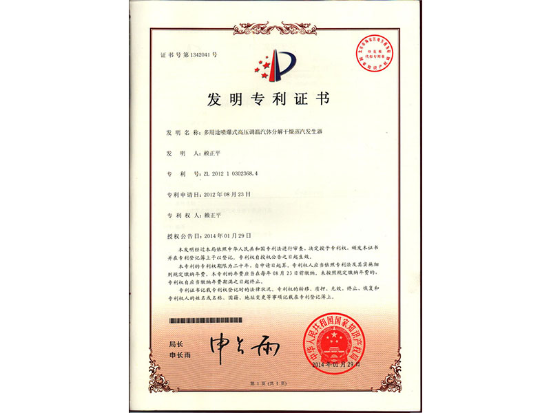 多用途噴爆式高壓條紋汽體分解干燥蒸氣發(fā)生器
