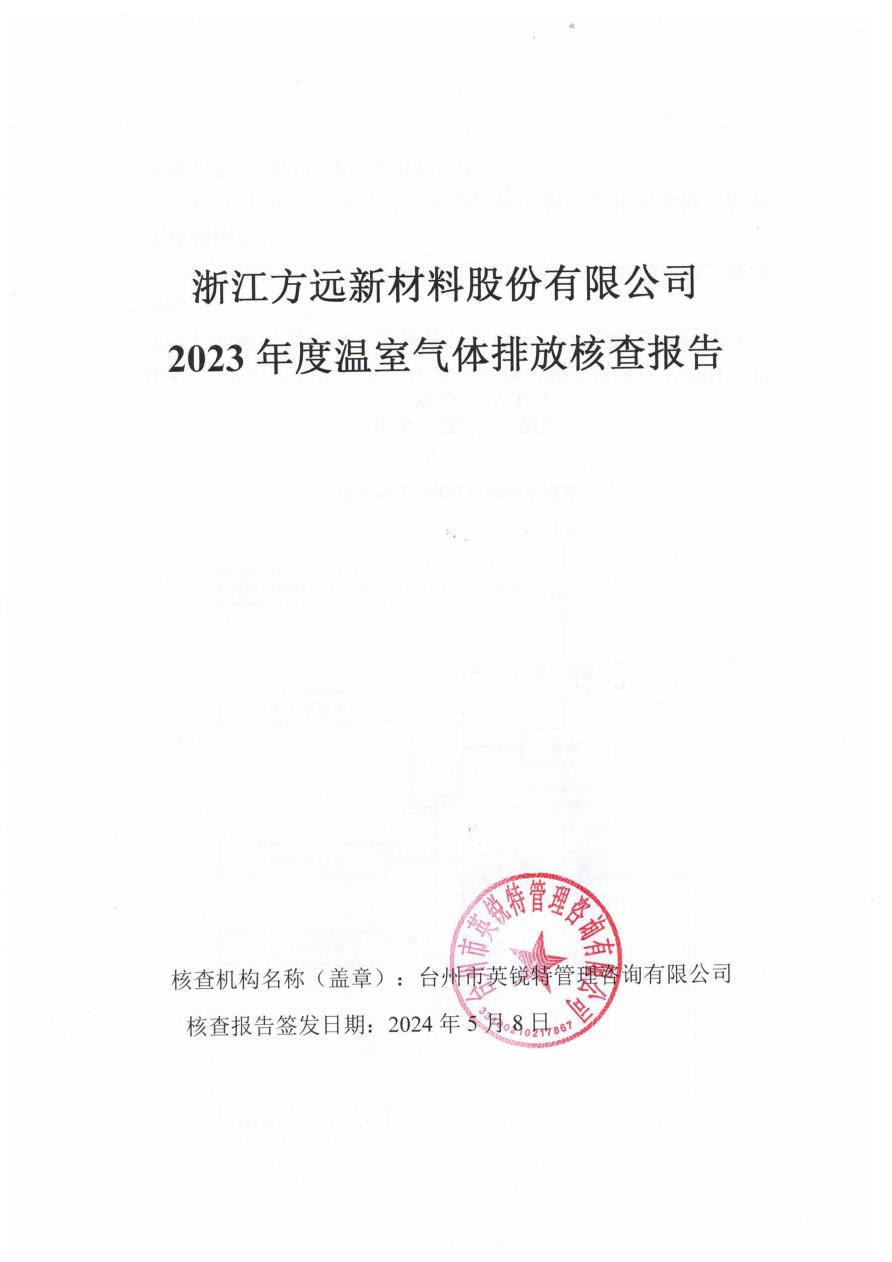 方遠(yuǎn) 第三方 溫室氣體核查報(bào)告2023年度