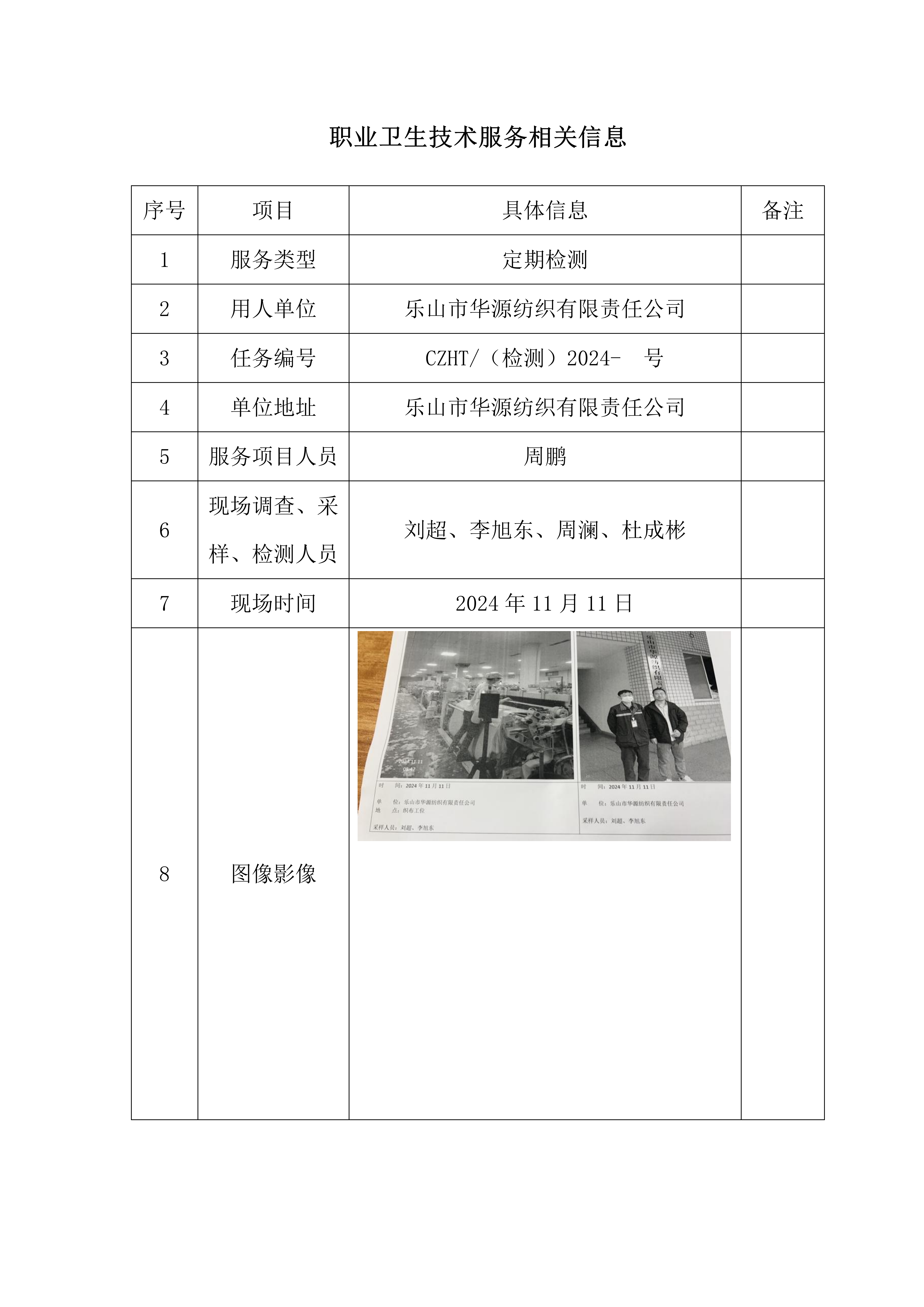 定檢公示：樂山市華源紡織有限責(zé)任公司職業(yè)衛(wèi)生定期檢測(cè)技術(shù)服務(wù)信息公示