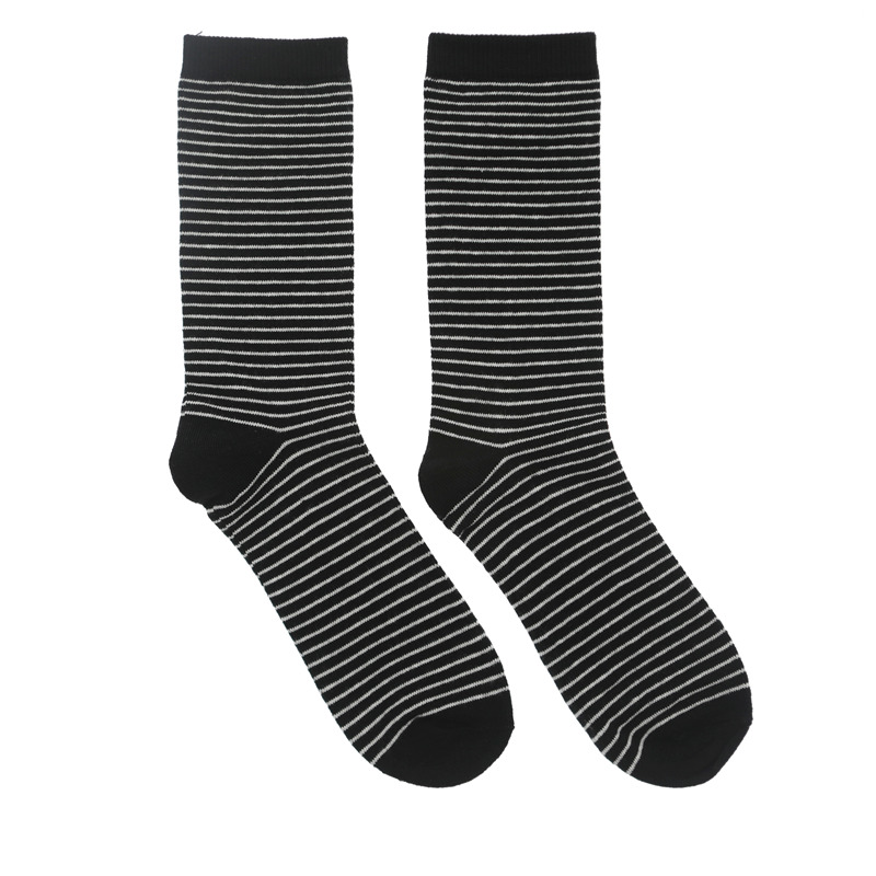 襪子 長襪黑色底白色條紋款