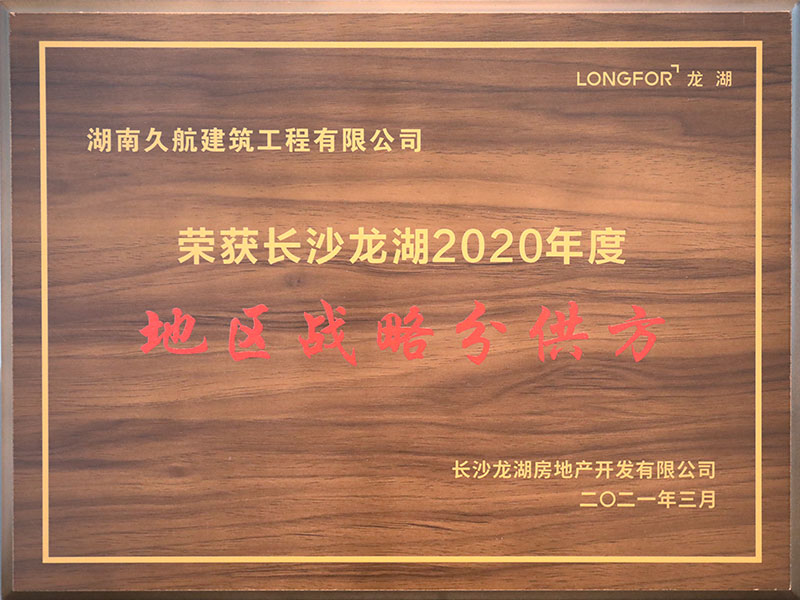 长沙龙湖2020年度地区战略分供方