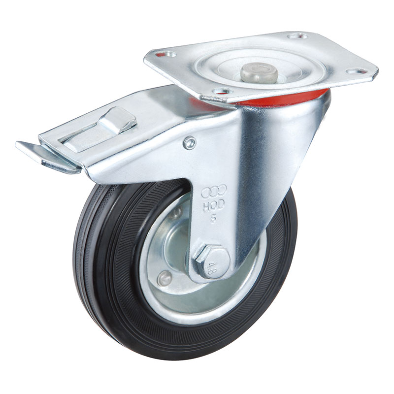 Black Standard Rubber on Steel Rim Wheels & Castors - 15 Series