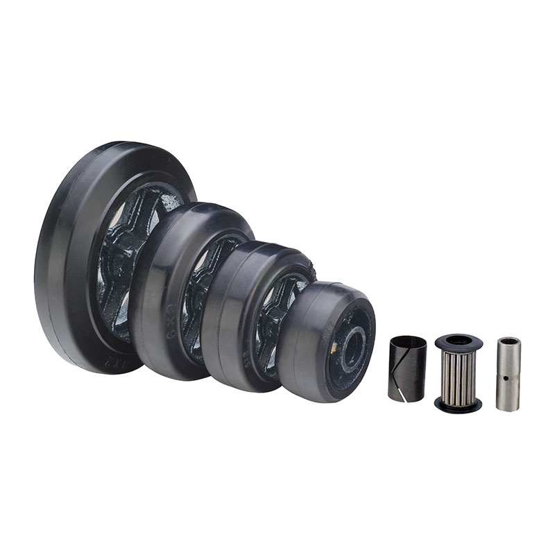 Black Elastic Rubber Industry Wheels (Cast Iron Rim) - 38 Series