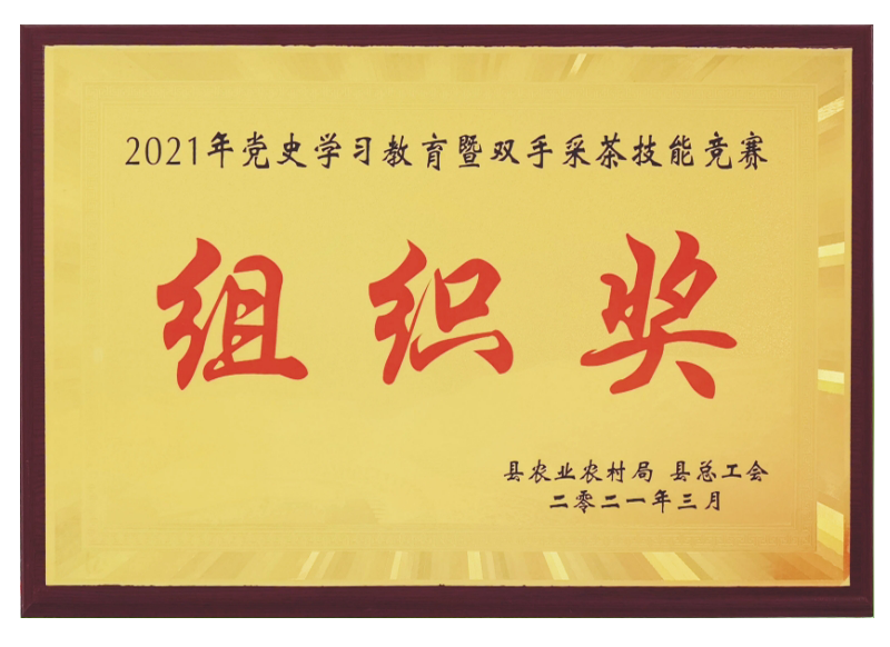 2021年党史学习教育暨双手采茶技能竞赛组织奖