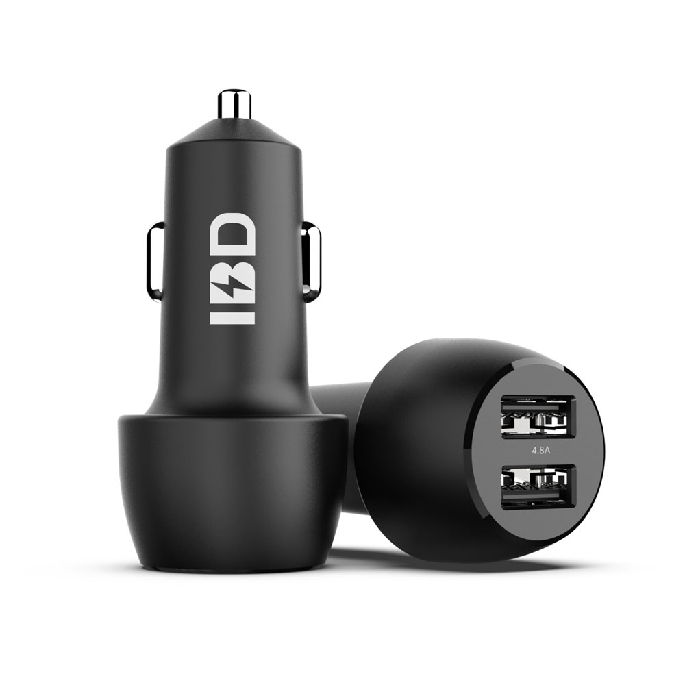 IBD347-4.8A 24W Dual Port Smart Car Charger For Mobile Phone.