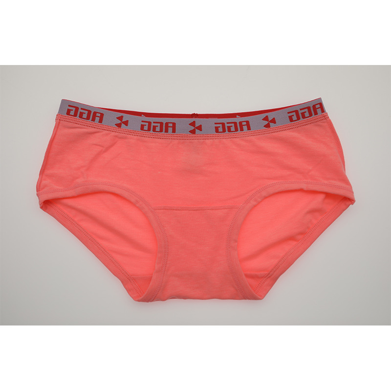 女短褲 三角褲紅色提花腰帶藕粉色純色