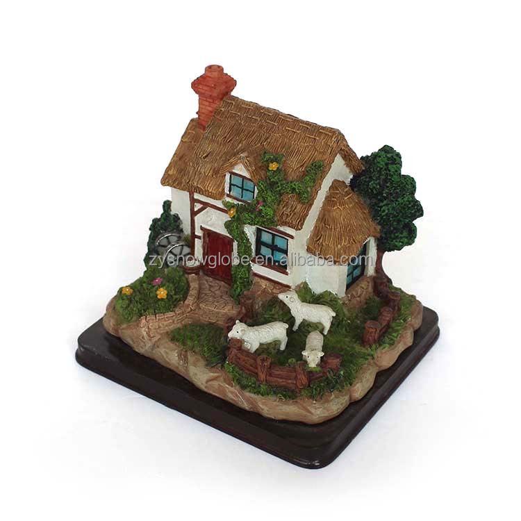 Christmas resin lighted village house model for children gifts desk decoration
