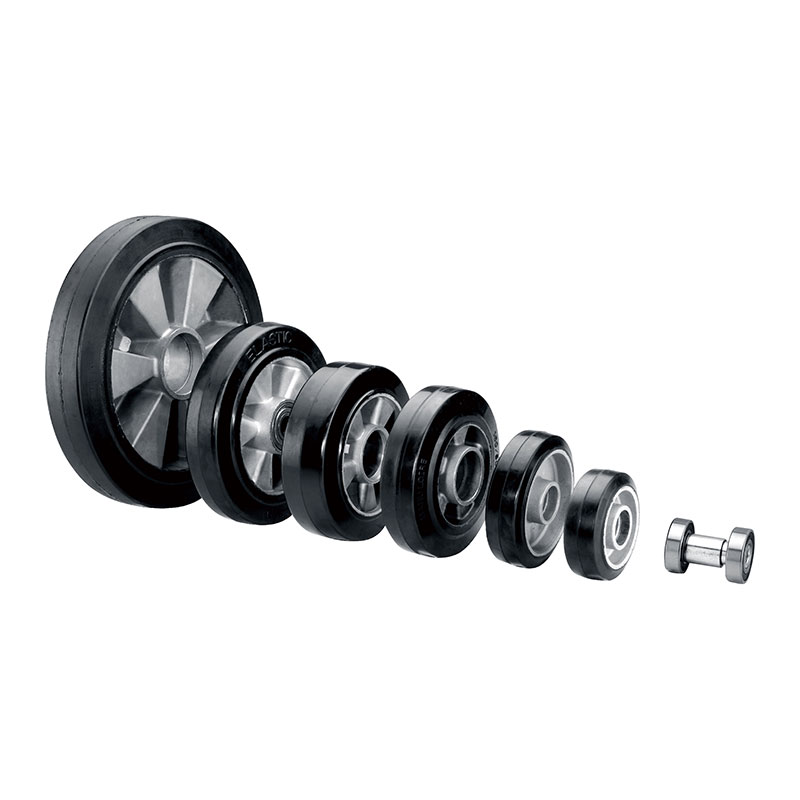 Black Elastic Rubber Industry Wheels (Aluminium Rim) - 36 Series