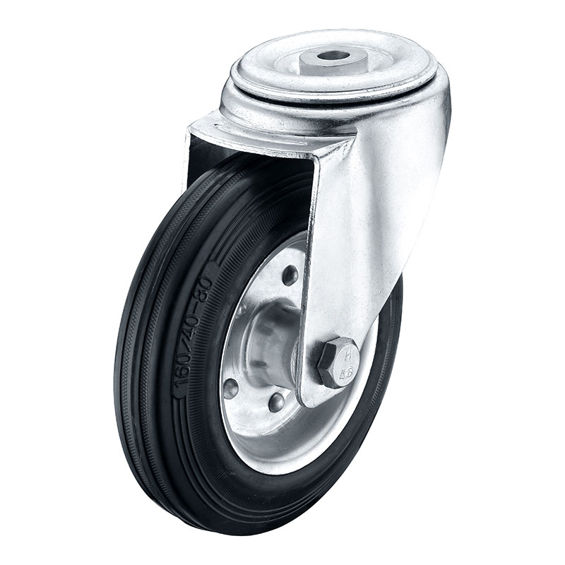 Black Standard Rubber on Steel Rim Wheels & Castors - 15 Series (New Series)